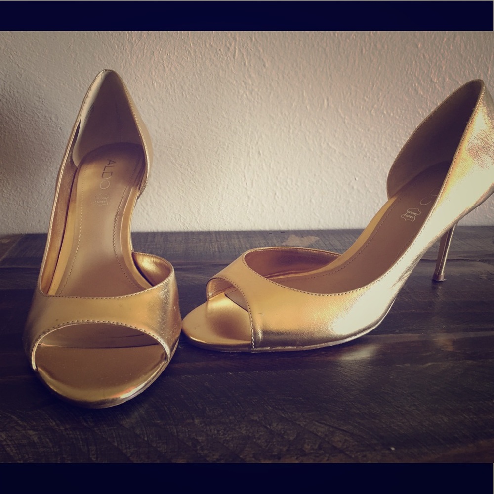 Aldo Gold Peep-Toe Dress Heel